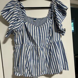 Plus OLD NAVY Blue and White Striped Women's Top 3x